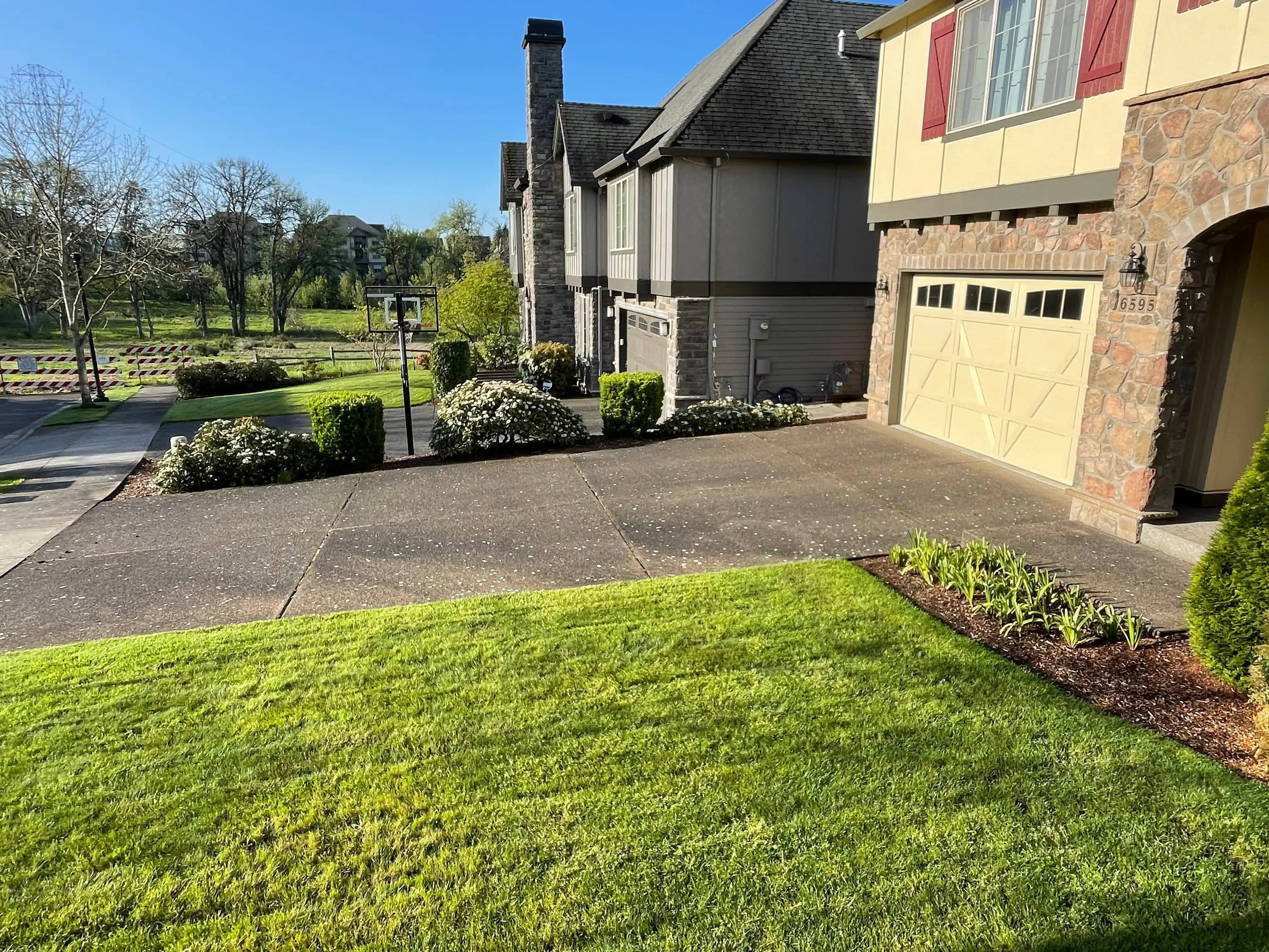 a driveway before cleaning